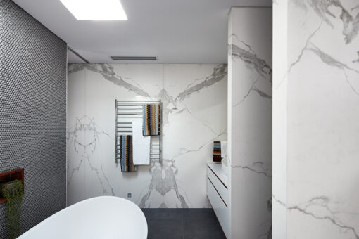 Estatuario Neolith Sintered Stone Kitchen Benchtops Bathrooms Floors Walls Vanity BBQ Indoor Outdoor CDK Stone